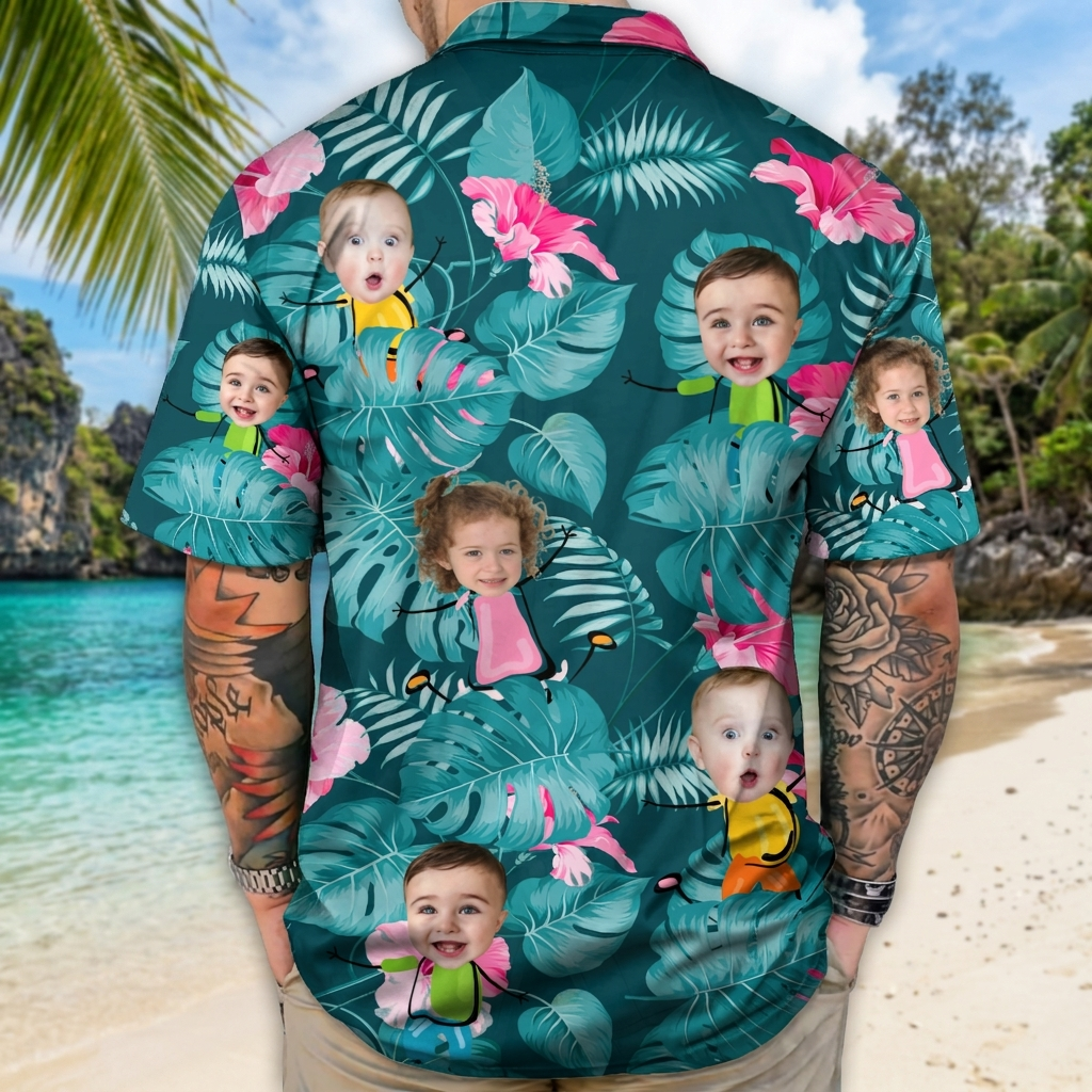 Custom Photo Funny Kids Personalized Hawaiian Shirt Family Gift