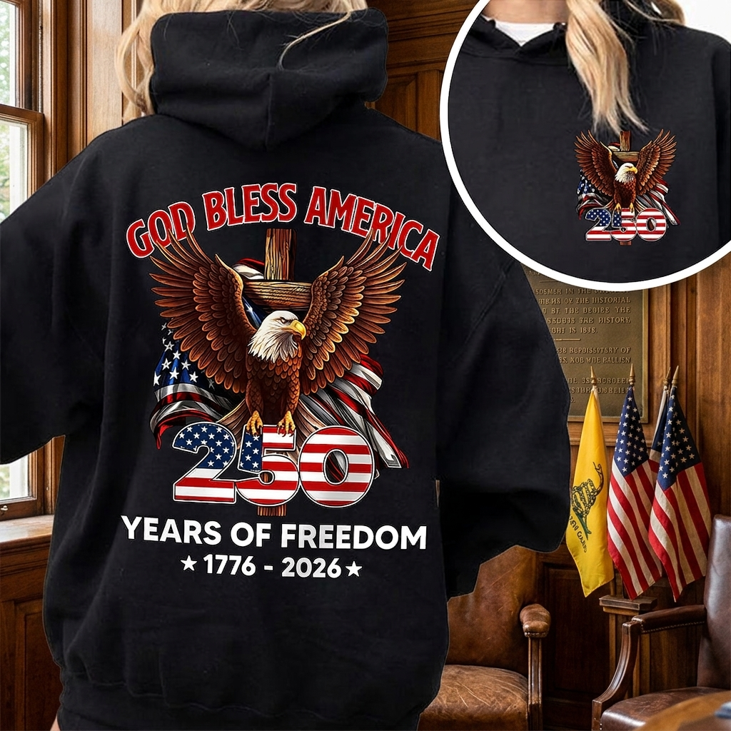 God Bless America - Celebrate 250 Years Of Freedom 1776 - 2026 Back & Front Dark Shirt