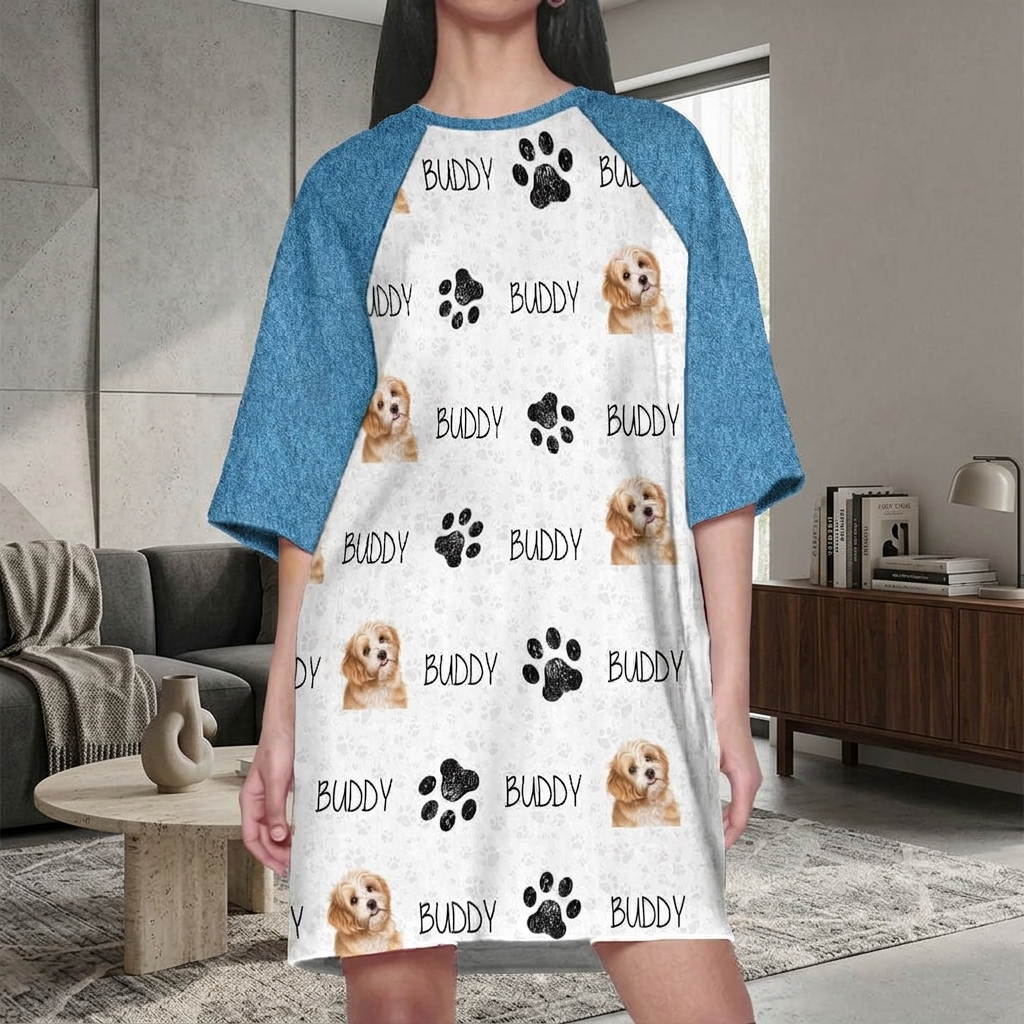 Custom Photo, Clipart For Dog Lover Dog Raglan Nightgown T368 HN590