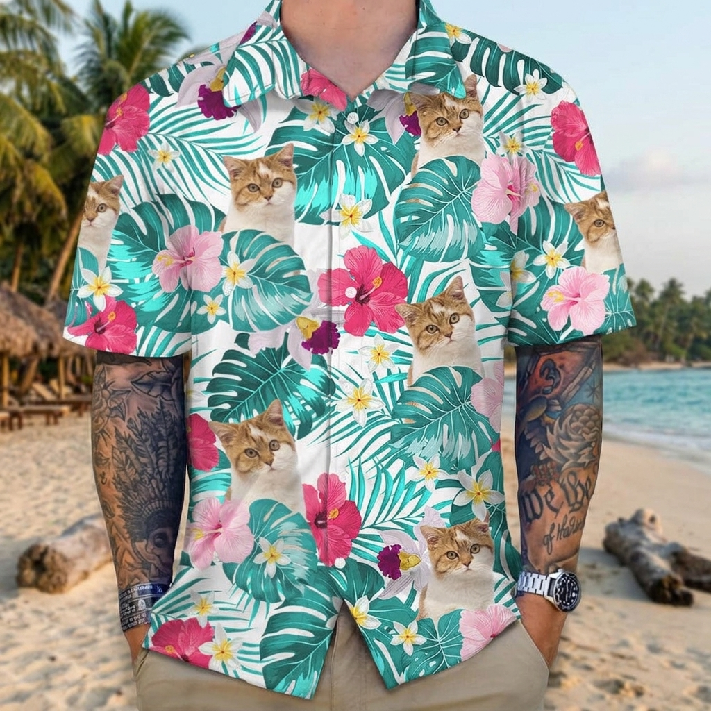 Custom Cat Tropical Hawaii Hawaiian Shirt — Gift for Cat Lovers AANWV
