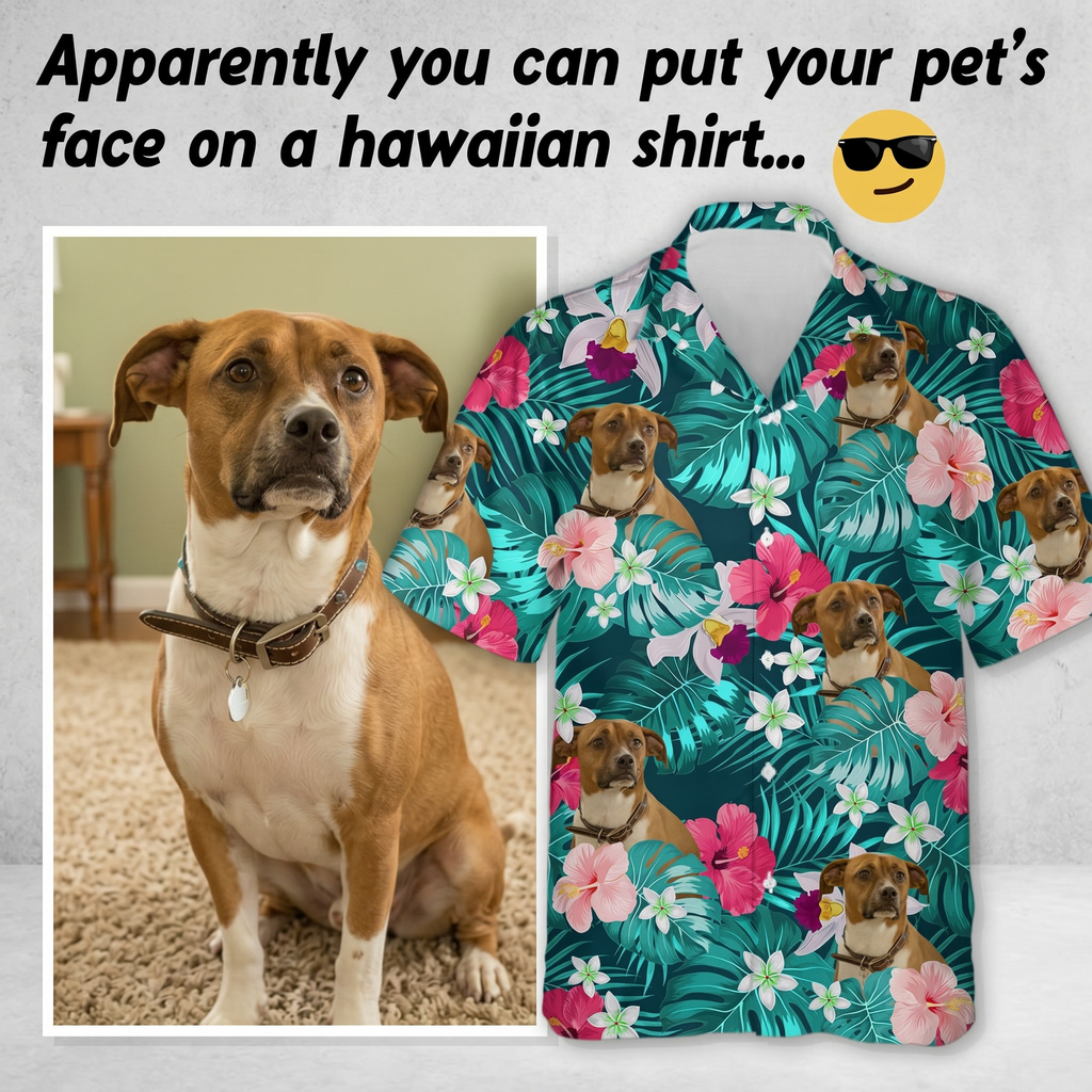 Custom Dog Photo Tropical Style Hawaiian Shirt