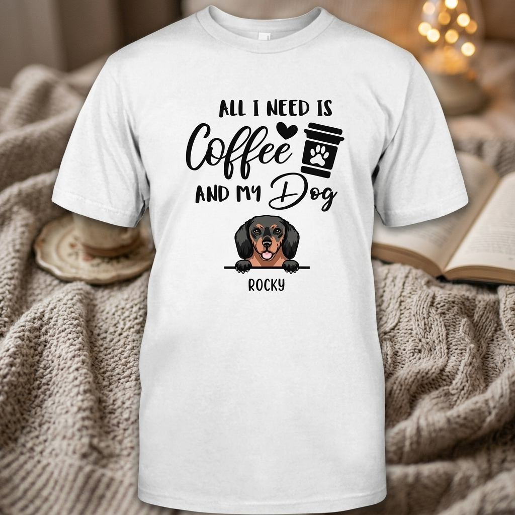 Custom Dog Coffee T-Shirt — Gift for Dad 6WXQV