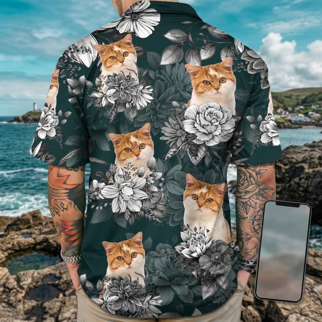 Custom Cat Face Hawaii Hawaiian Shirt — Gift for Cat Lovers RE4ZH