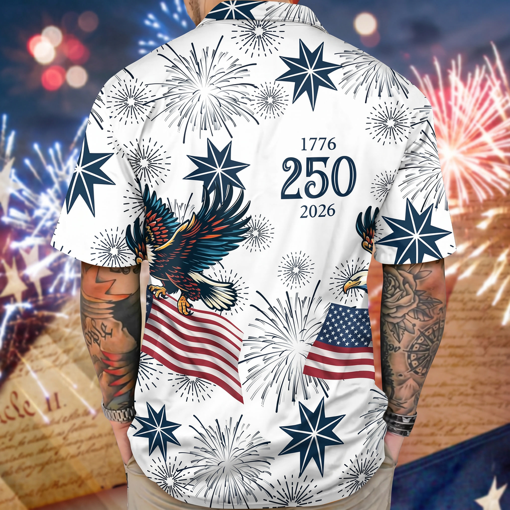 Personalized USA 250 Anniversary Eagle 1776-2026 Hawaii Shirt