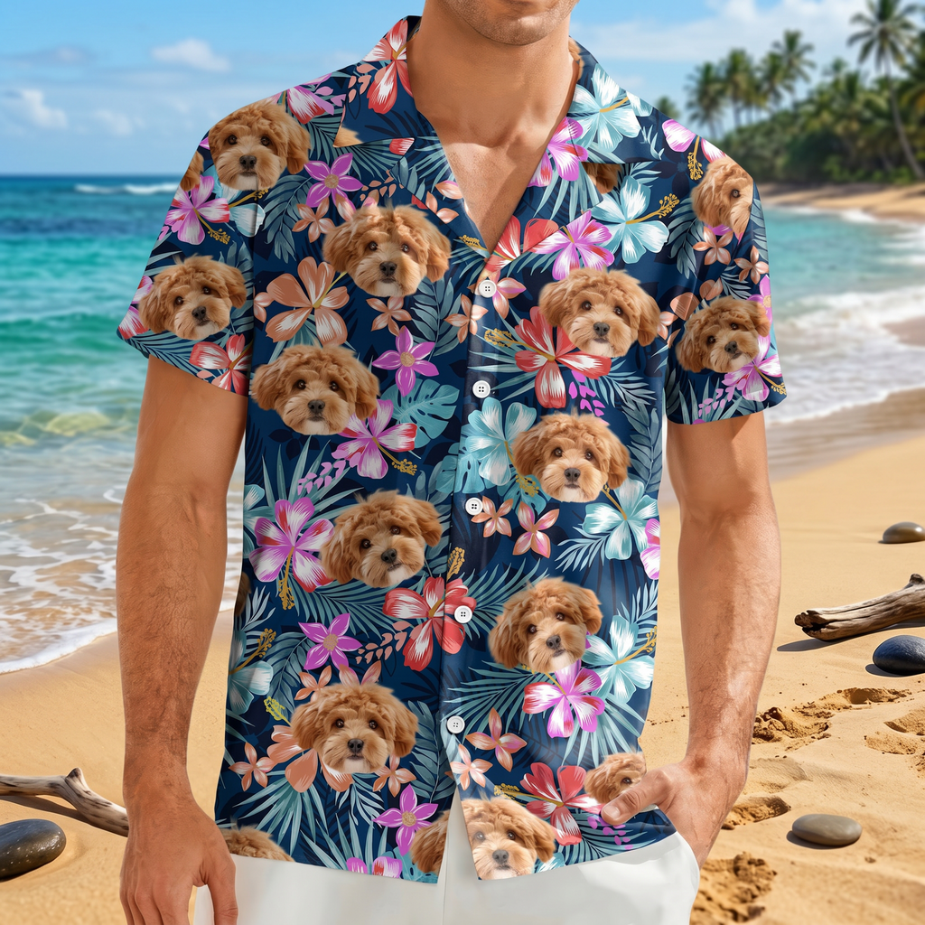 Custom Funny Dog Family Tropical Hawaiian Shirt — Gift for Dad RXWZV