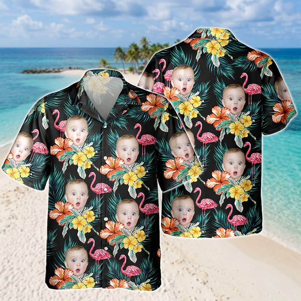 Custom Funny Kid Flamingo Hawai T-Shirt — Family Gift N6HPR