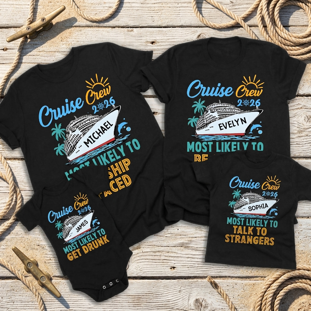 Custom Name Cruise Crew 2026 Most Likely To Family Shirt CH07