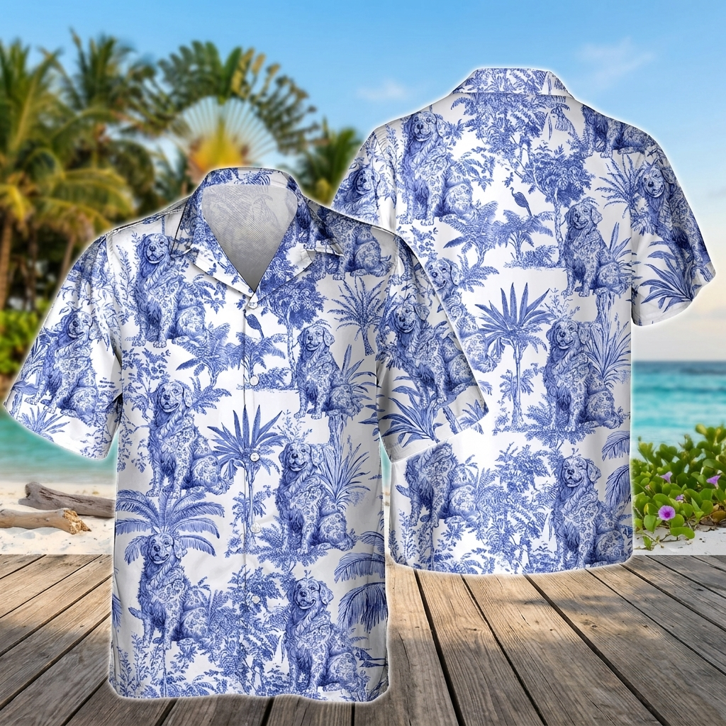 Custom Dog Breeds Chinoiserie Toile De Jouy Style Personalized Hawaiian Shirt