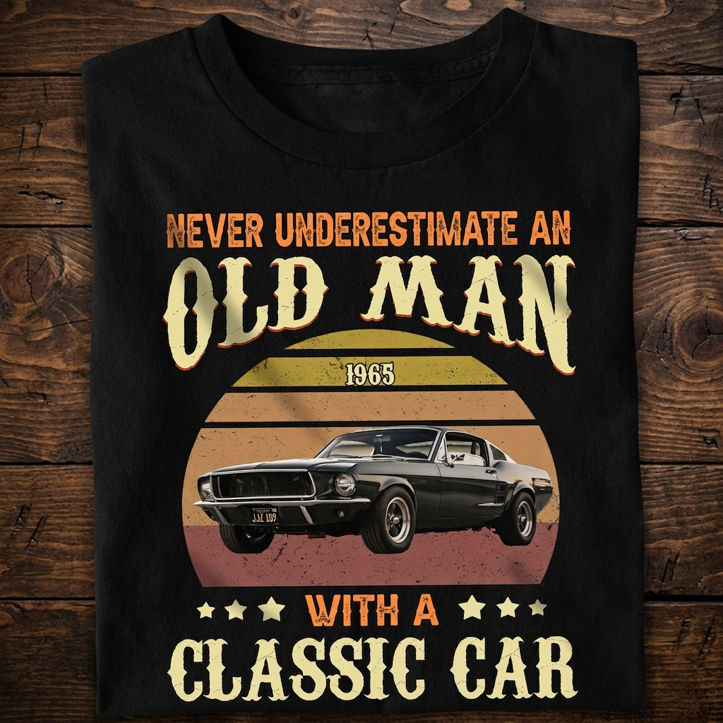 Custom Car Never Underestimate Old T-Shirt — Family Gift 8DGH2
