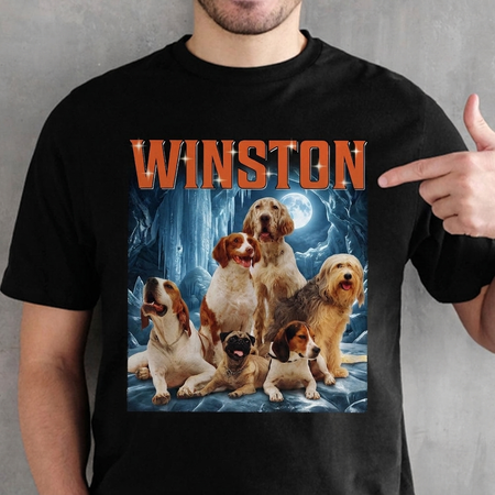 Custom Retro Vintage Dog Portrait T-Shirt — Gift for Dog Lovers XUS9P