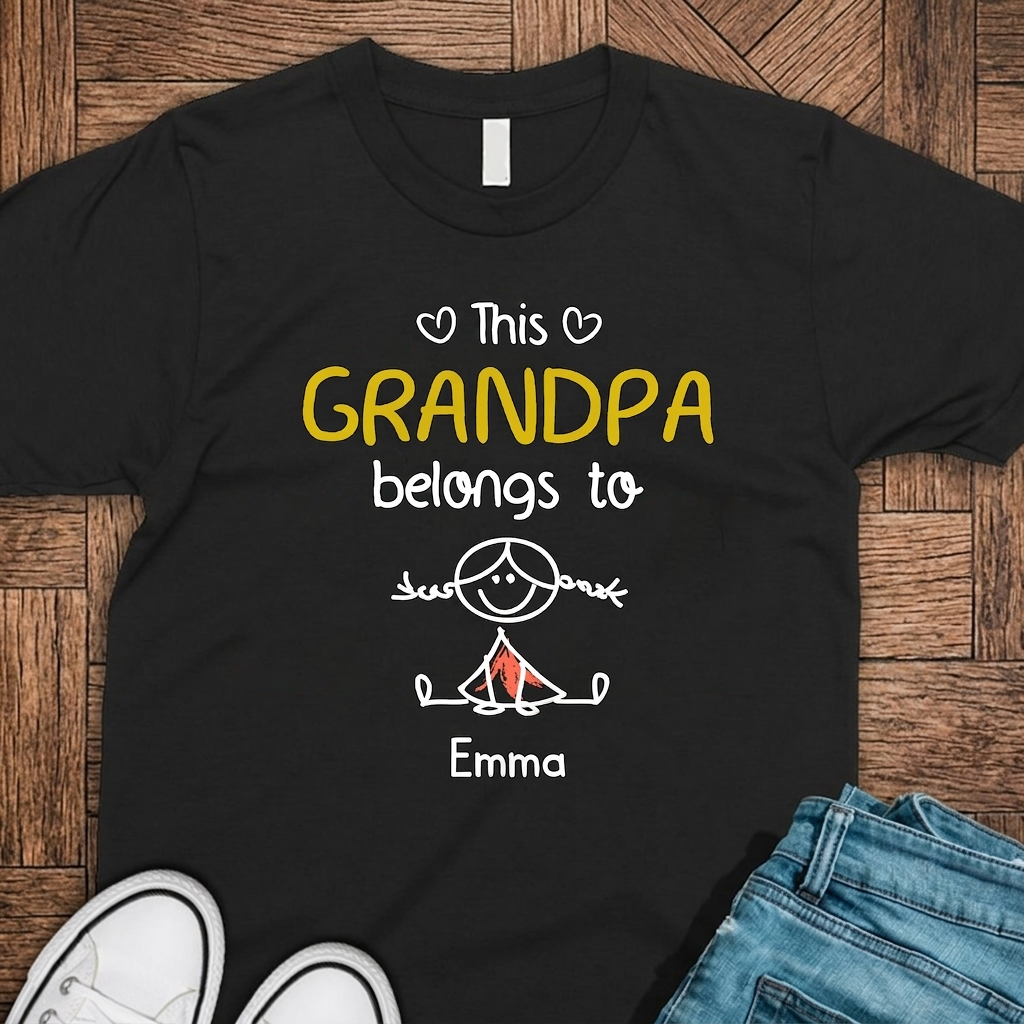 This Grandpa Belongs To Us Personalized Dark Shirt