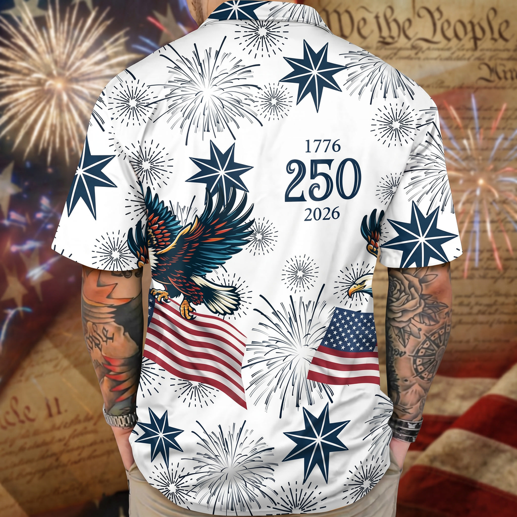 Personalized USA 250 Anniversary Eagle 1776-2026 Hawaiian Shirt