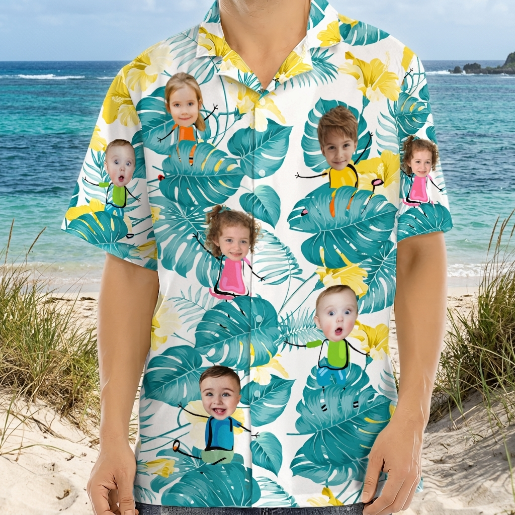 Custom Photo Funny Kids Personalized Hawaiian Shirt Family Gift