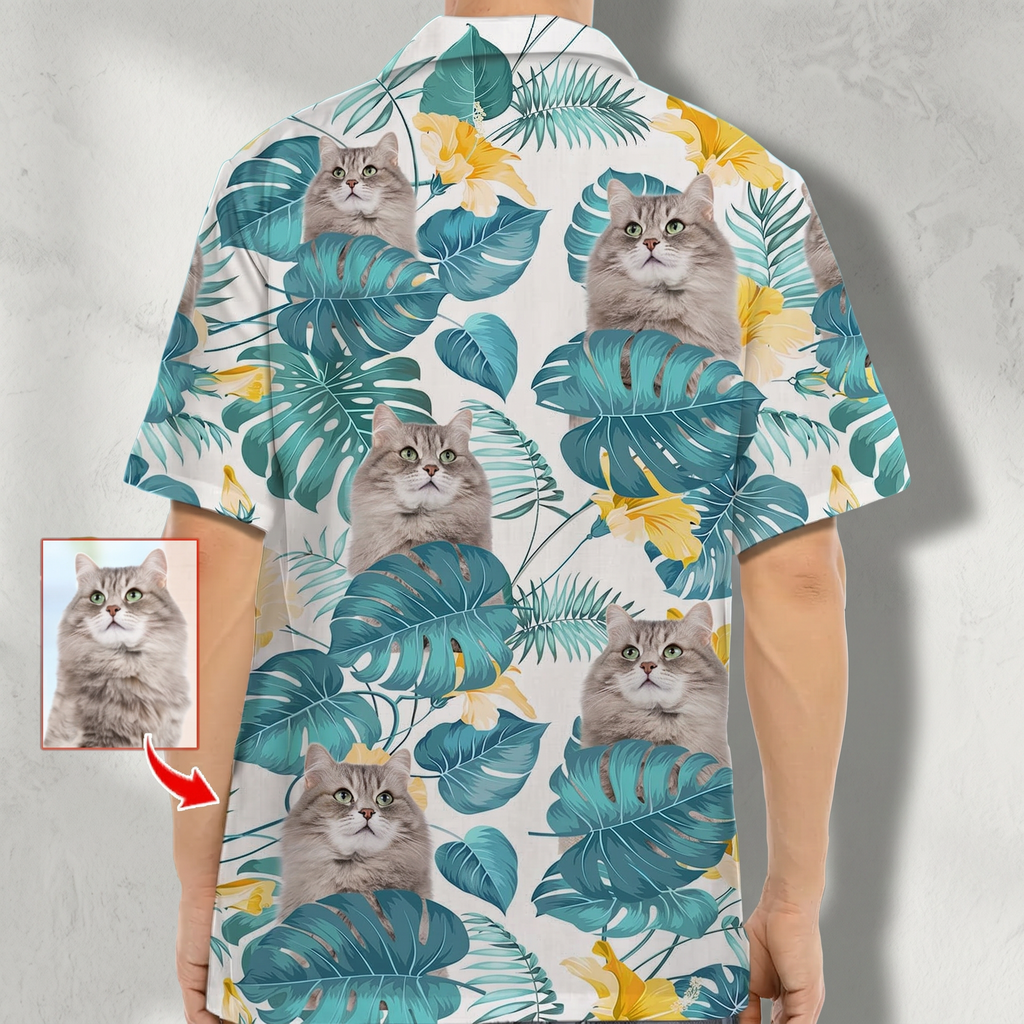 Personalized Photo Upload Cat Men's Hawaiian Shirt,