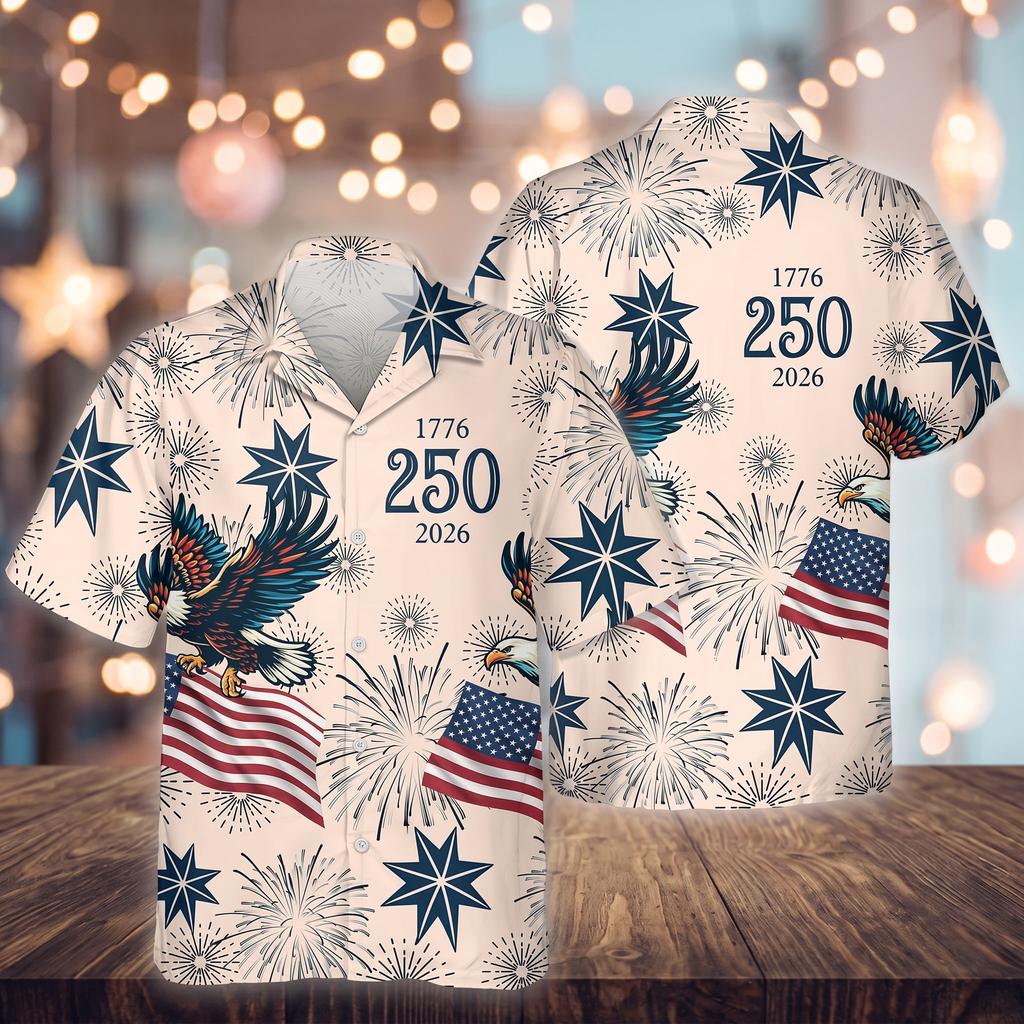 Personalized USA 250 Anniversary Eagle 1776-2026 Hawaiian Shirt