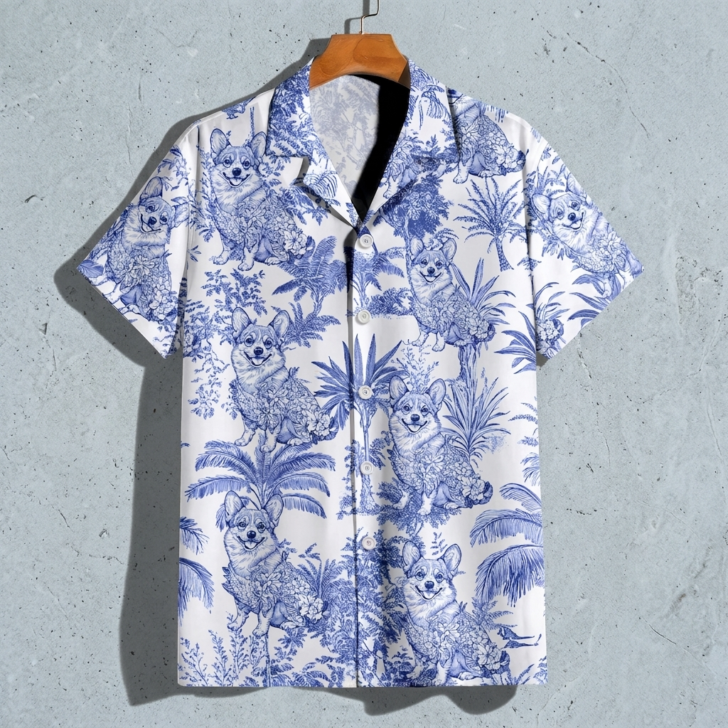 Custom Dog Breeds Chinoiserie Toile De Jouy Style Personalized Hawaiian Shirt