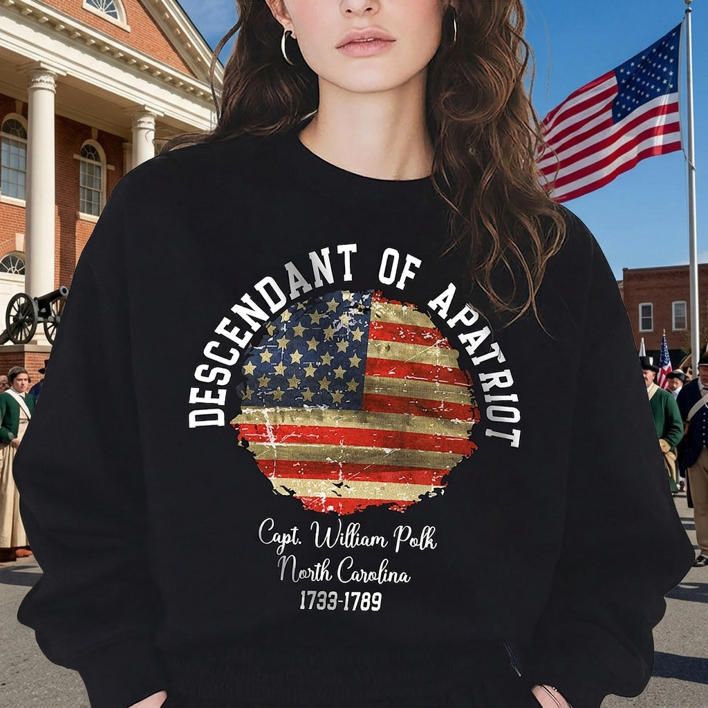 Custom Personalized Name Descendant Patriot T-Shirt — Patriotic Gift PA8YW