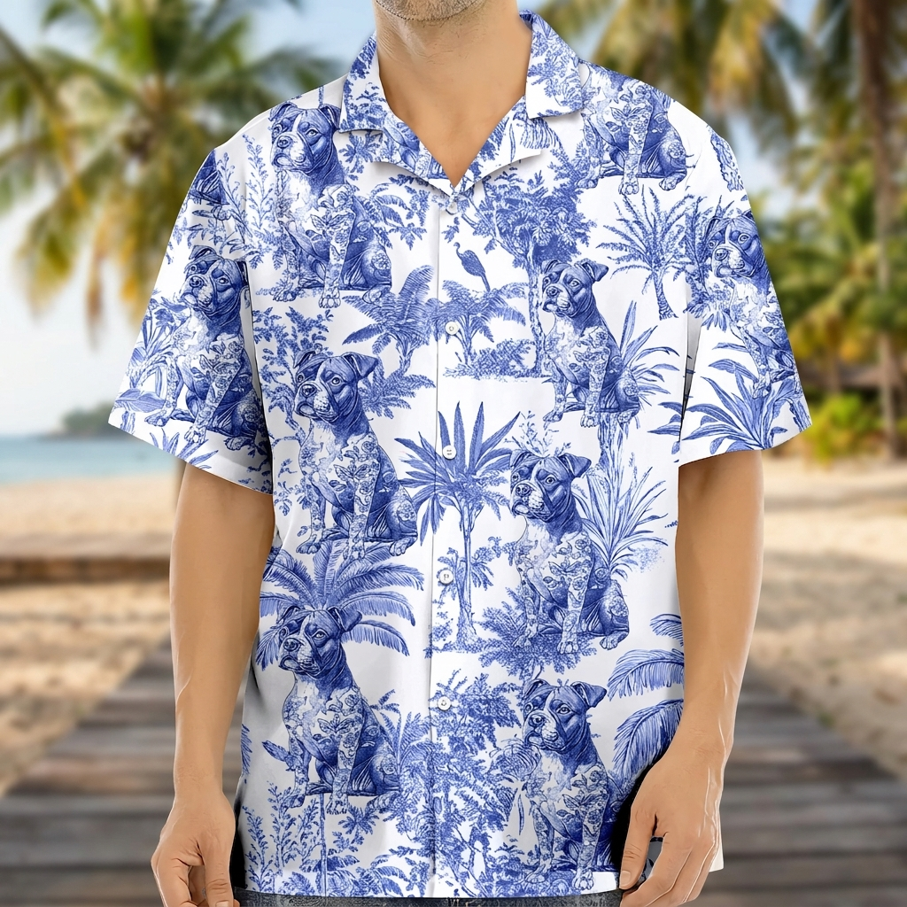 Custom Dog Breeds Chinoiserie Toile Hawaiian Shirt — Gift for Dad XH8VP