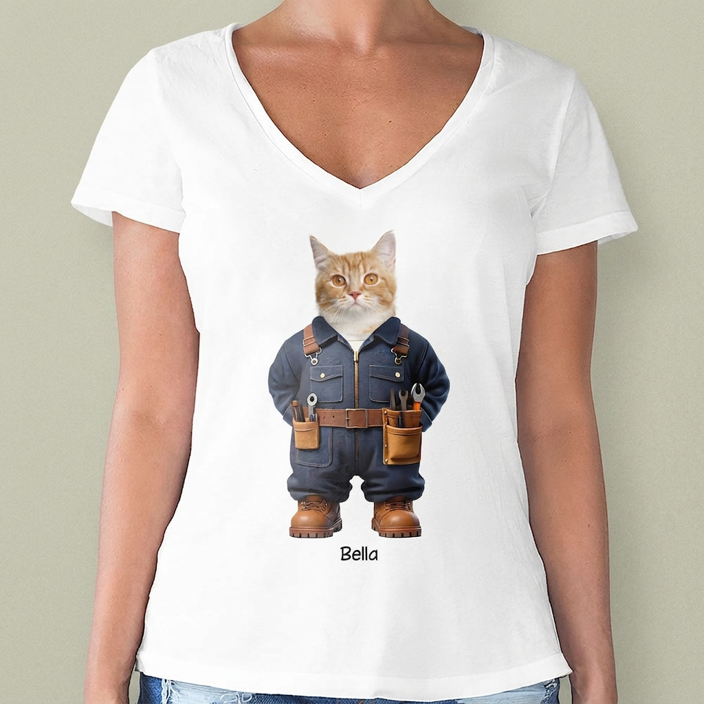 Custom Photo Cool Dog Cat Career Uniforms Shirt For Pet Lovers