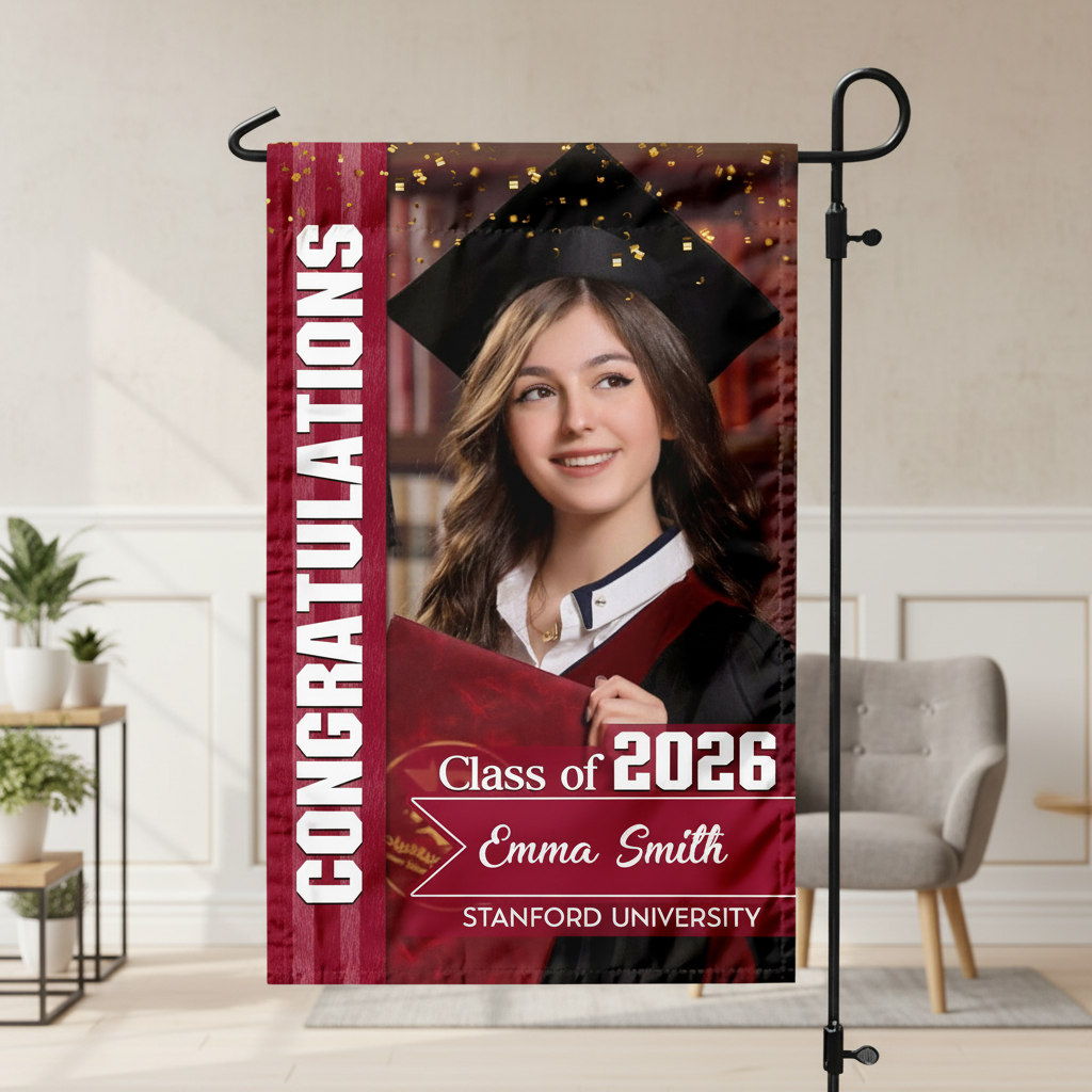 Custom Photo Congratulations Class Of 2026 Graduation Garden Flag