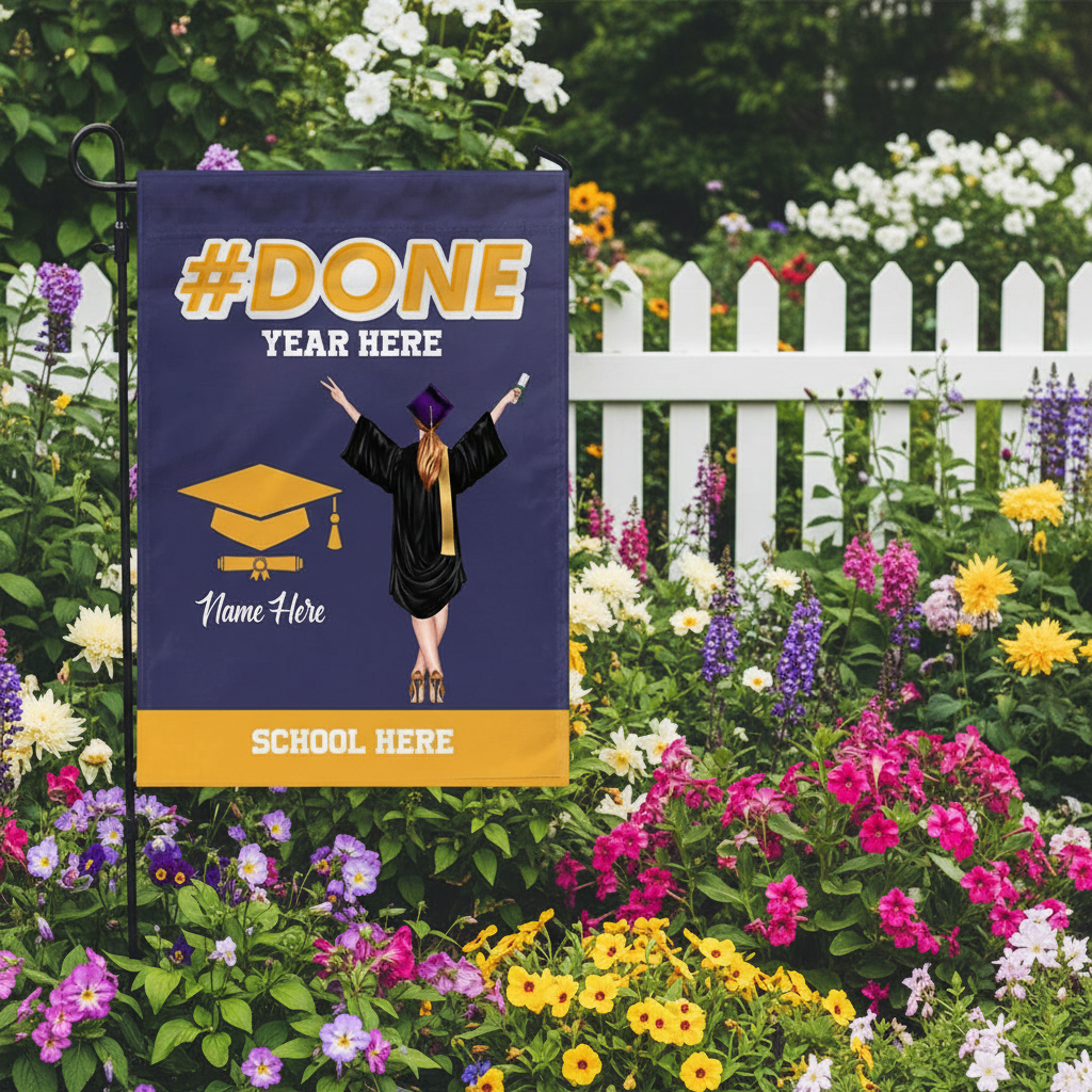 Done Graduation Garden Flag