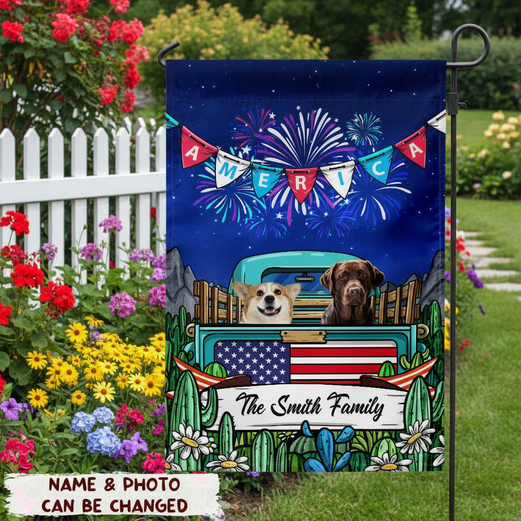 Custom Photo Happy Fourth Of July Dog Garden Flag Dog TA29 8