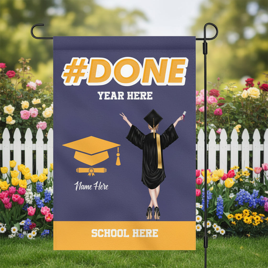 Done Graduation Garden Flag