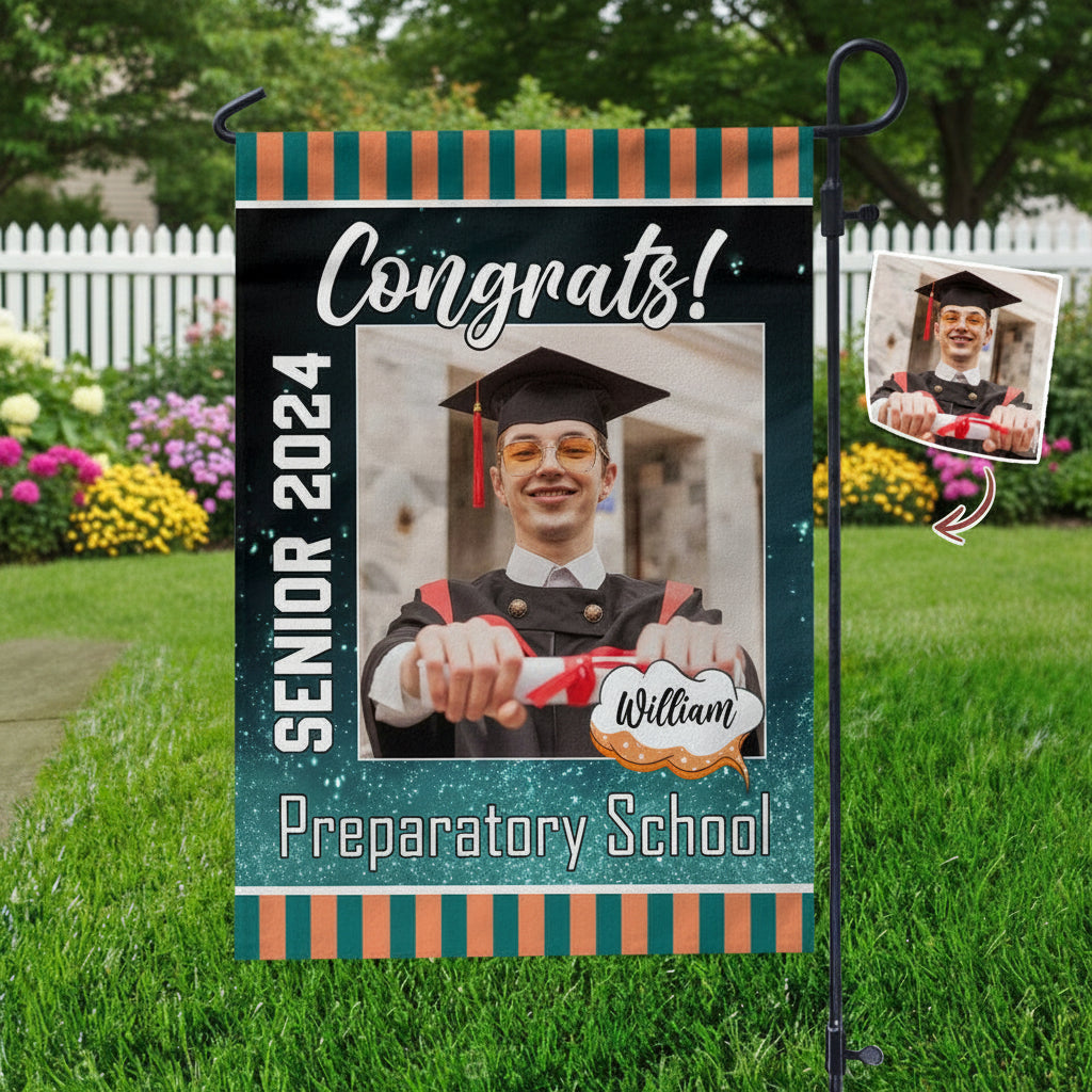 Custom Photo Congrats Graduation Garden Flag TA29