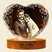 Custom Photo The Date We Became Mr & Mrs Wedding Couple - Personalized Crystal Heart Shaped Lamp WUI7O