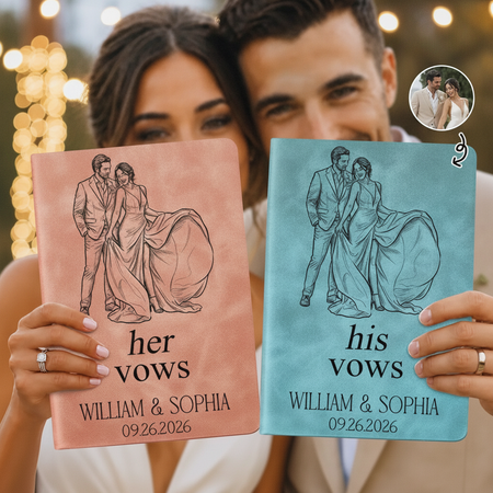Custom Photo Couples Wedding Engaged Bachelor Party - Personalized Leather Journal TJKDS