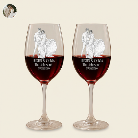 Custom Photo Couples Wedding Engaged Bachelor Party - Personalized Wine NQPYB