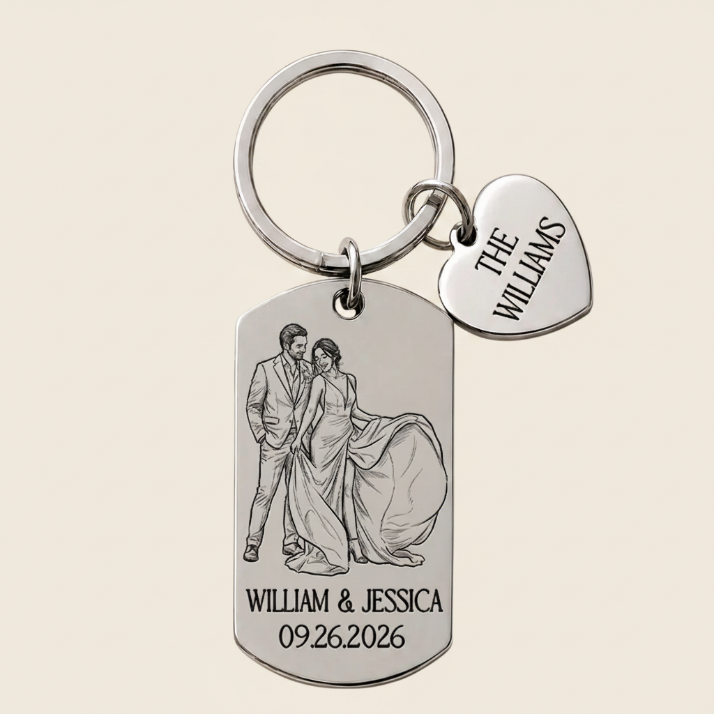 Custom Photo Couples Wedding Engaged Bachelor Party - Personalized Stainless Steel Keychain Z1APD