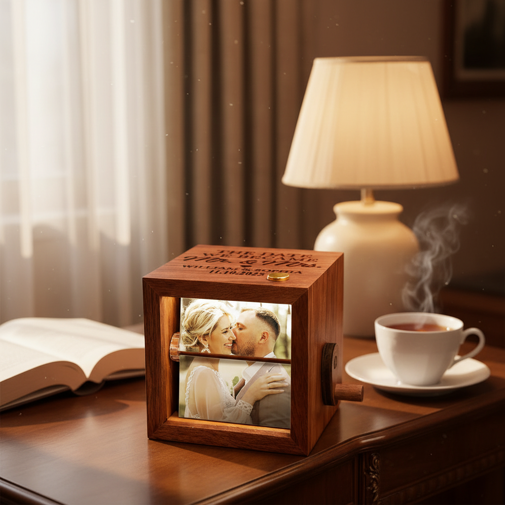 Custom Photo The Date We Became Mr & Mrs Wedding Couple - Personalized Flipbook Frame Animation Machine RFXP9