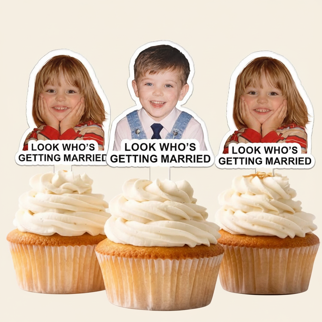 Custom Photo Look Who's Getting Married - Personalized Acrylic Cake Topper Z8IXP