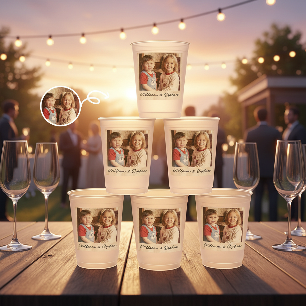 Custom Photo Vintage Couples Wedding Engaged Bachelor Party - Personalized Frosted Cups N7O5X
