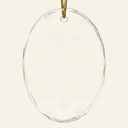 First Christmas As Mr & Mrs Pine Tree - Personalized Oval Glass Ornament 018MZ