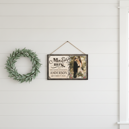 Custom Photo Wedding Married Couple Mr & Mrs Custom Wood Rectangle Sign, Gifts For Wedding, Anniversary, Birthday BQ3HA