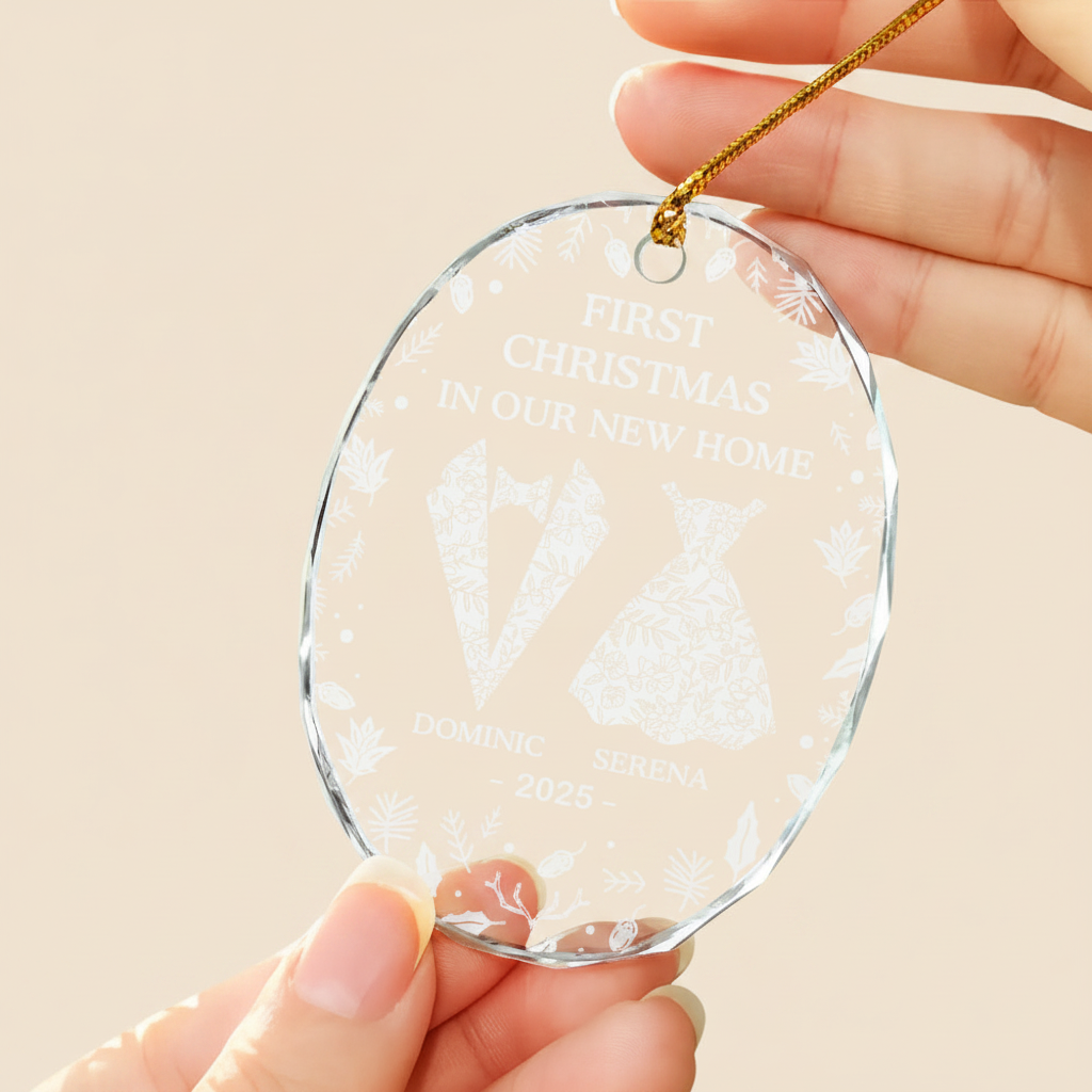 First Christmas As Mr & Mrs - Personalized Oval Glass Ornament 3TSFG