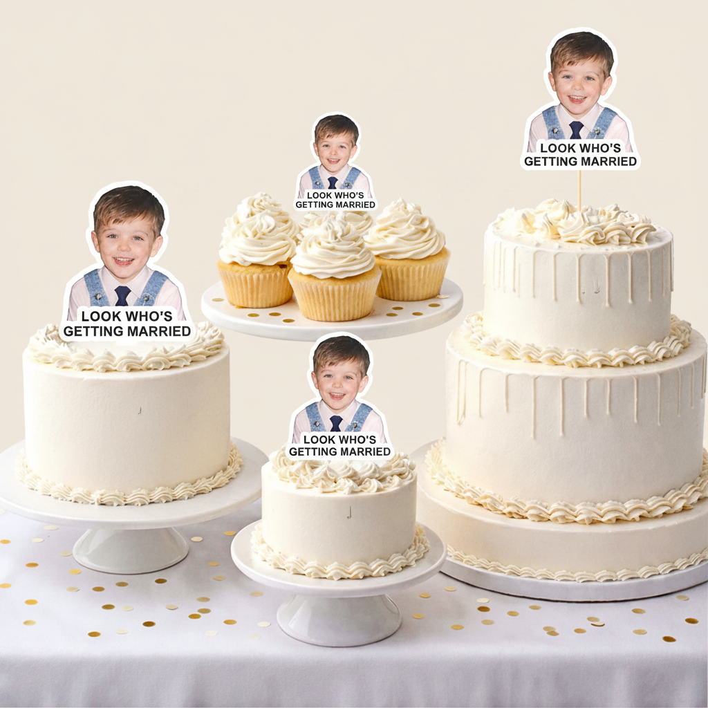 Custom Photo Look Who's Getting Married - Personalized Acrylic Cake Topper Z8IXP