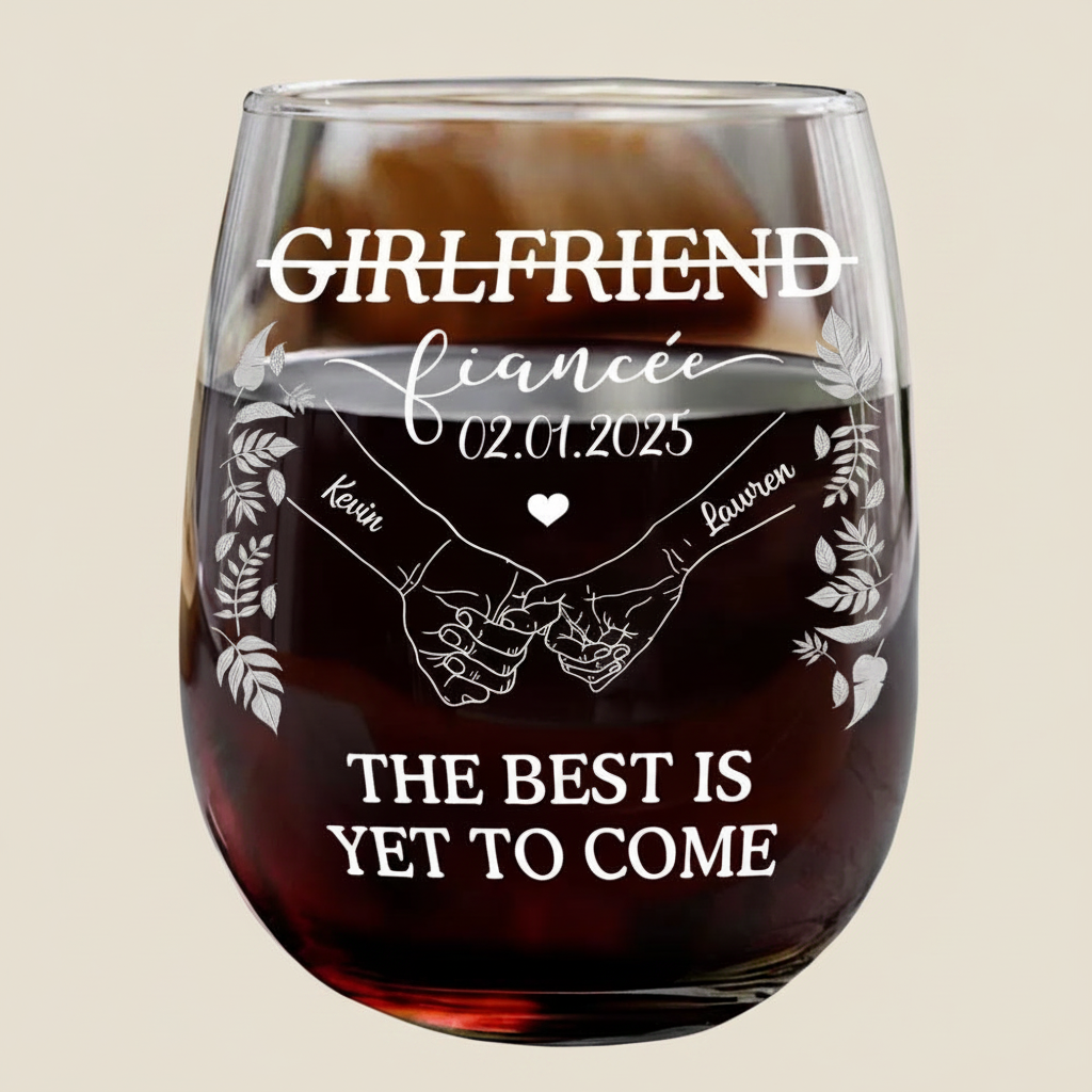 Girlfriend Fiancee Boyfriend Fiance Engagement Couple Gift - Personalized Combo Wine & Beer Glass COMOA