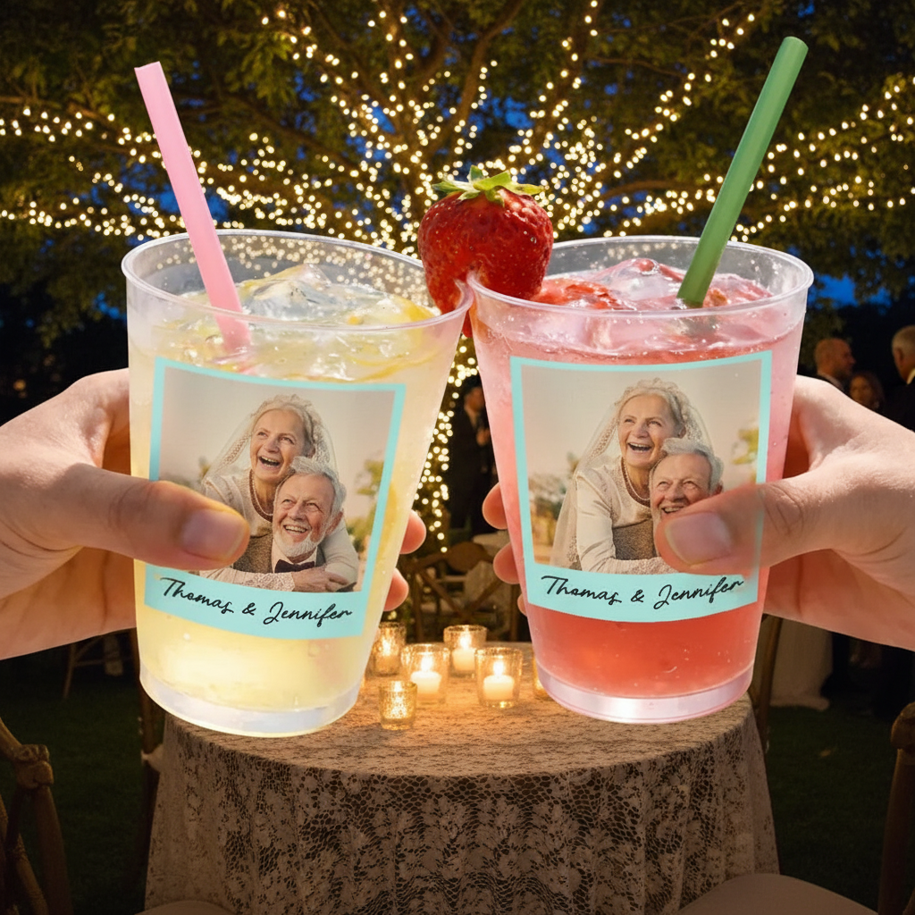 Custom Photo Vintage Couples Wedding Engaged Bachelor Party - Personalized Frosted Cups N7O5X