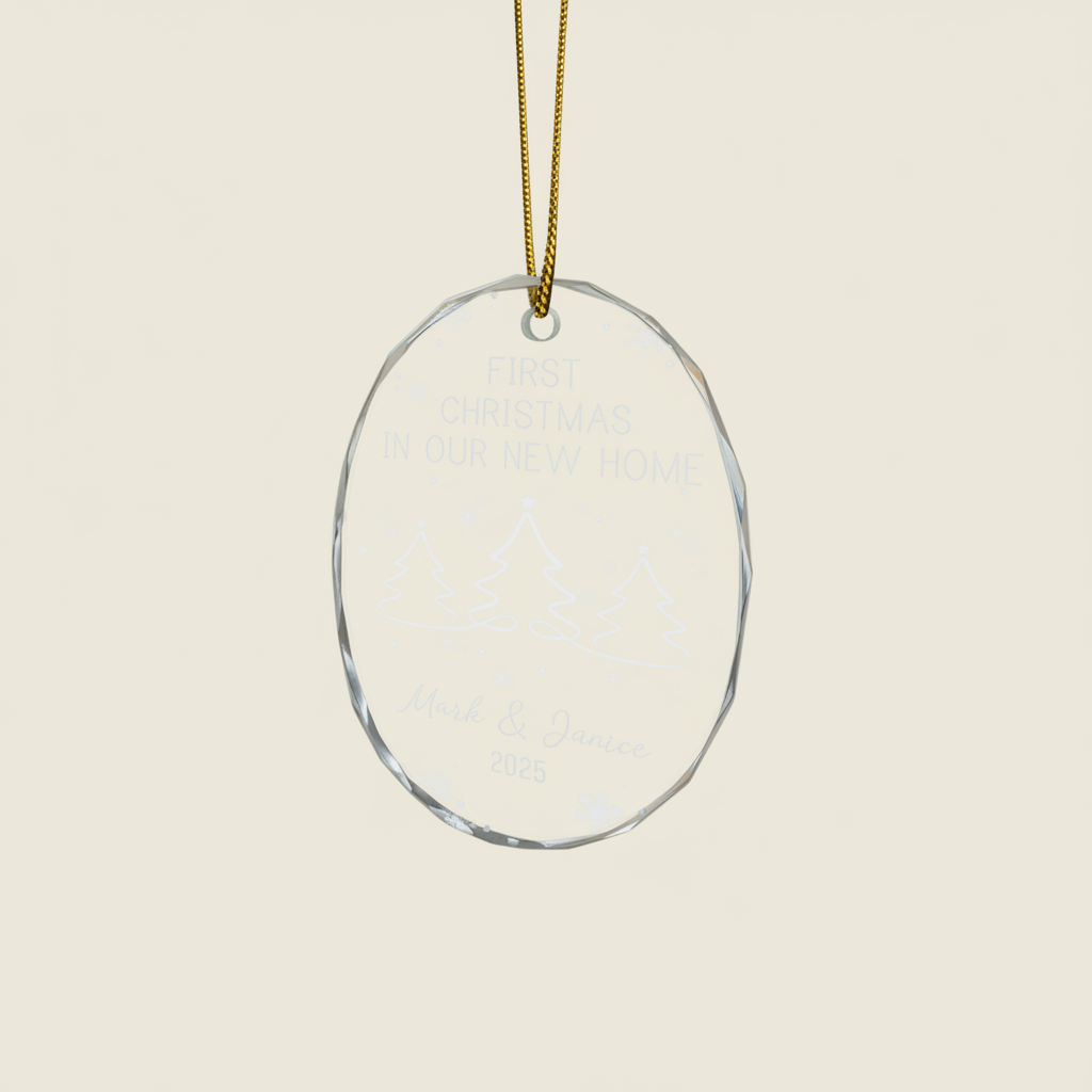 First Christmas As Mr & Mrs Pine Tree - Personalized Oval Glass Ornament 018MZ