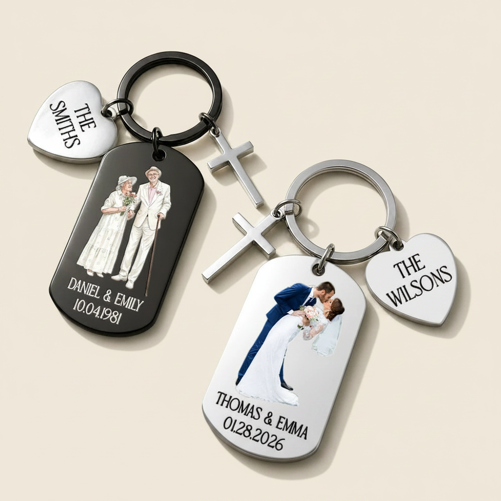Custom Photo Couples Wedding Engaged Bachelor Party - Personalized Stainless Steel Keychain Z1APD