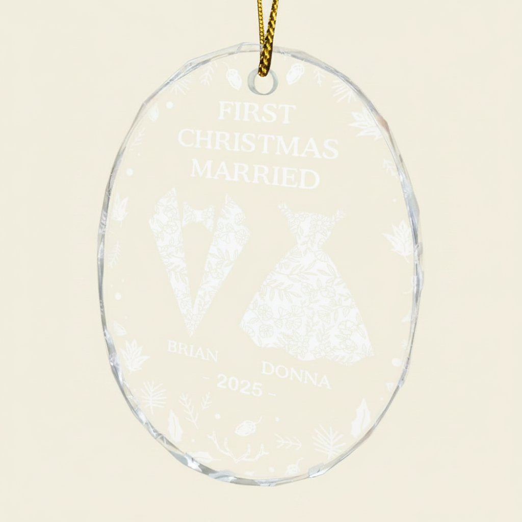 First Christmas As Mr & Mrs - Personalized Oval Glass Ornament 3TSFG
