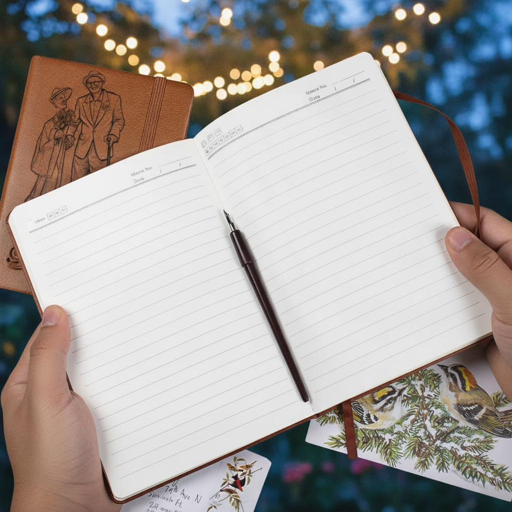 Custom Photo Couples Wedding Engaged Bachelor Party - Personalized Leather Journal TJKDS
