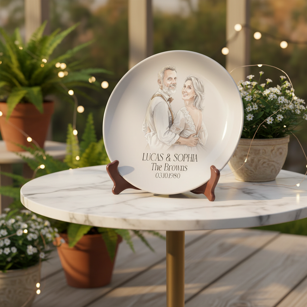 Custom Photo Couples Wedding Engaged Bachelor Party - Personalized Ceramic Plate E1Q30