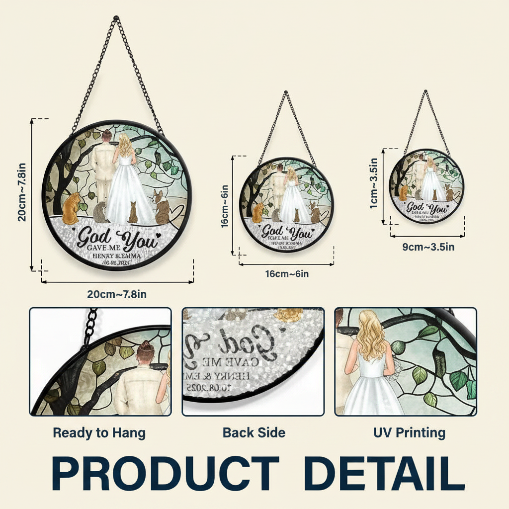 The Date We Became Mr & Mrs Wedding Couple - Personalized Stained Glass Window Hanging Suncatcher QRVPK