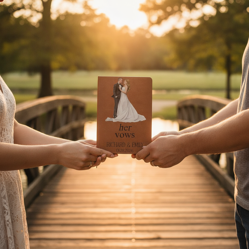 Custom Photo Couples Wedding Engaged Bachelor Party - Personalized Leather Journal TJKDS