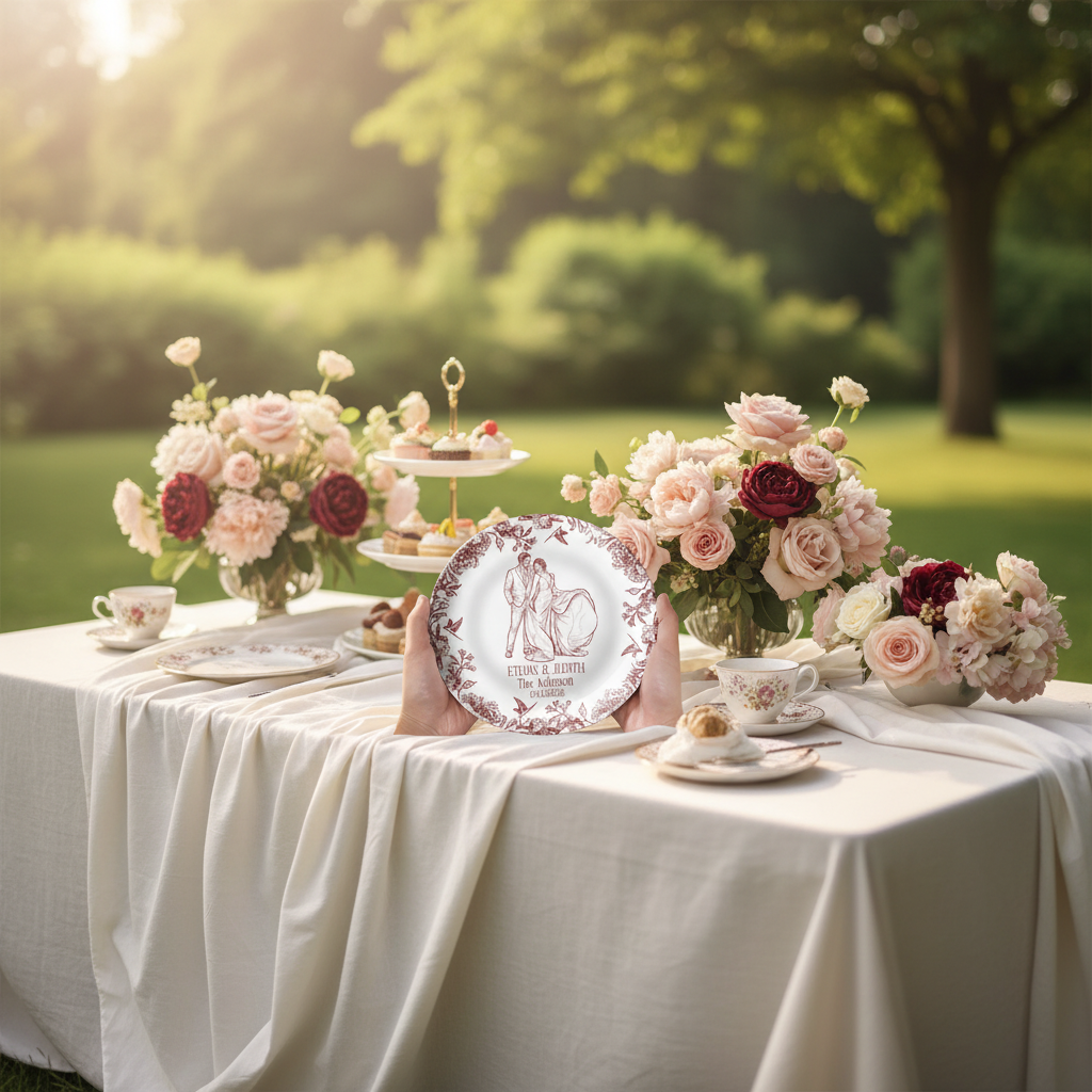 Custom Photo Couples Wedding Engaged Bachelor Party - Personalized Ceramic Plate E1Q30