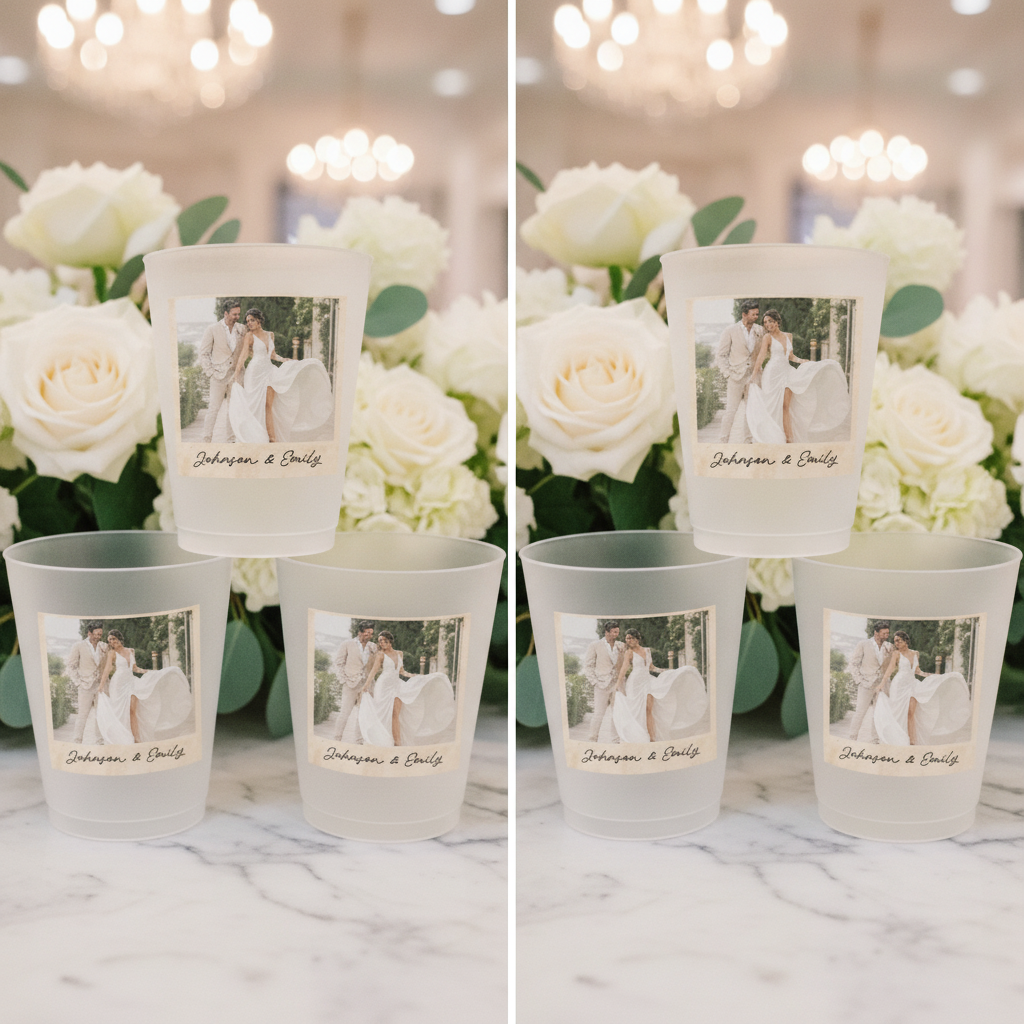 Custom Photo Vintage Couples Wedding Engaged Bachelor Party - Personalized Frosted Cups N7O5X